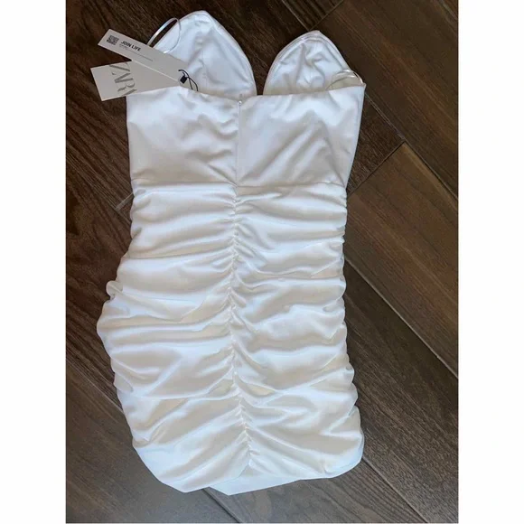 ZARA SWEETHEART NECKLINE DRESS WHITE - Picture 5 of 5
